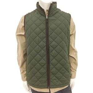 Coleman Quilted Vest with Brown Faux Suede Trim